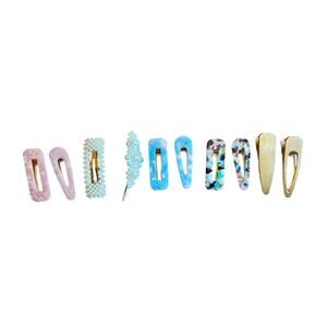 Lot of 10 Hair Clips Marbled Plastic Faux Pearl Alligator Clips Bobby Pins